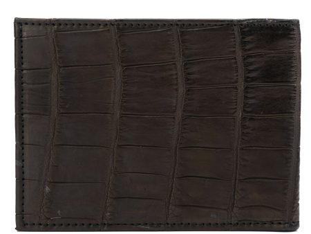 SUTOR MANTELLASSI Hand-Sewn Black-Brown Crocodile Leather Card Holder Wallet NEW Fashion