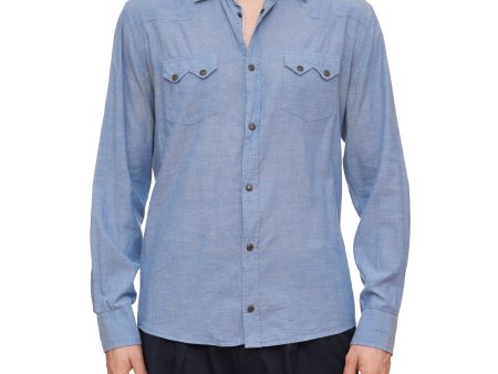 Lapo Elkann s ITALIA INDEPENDENT Chambray Selvedge Western Casual Shirt Size XL Slim Fit Fashion