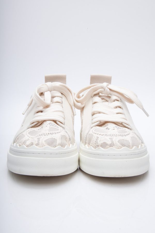 CHLOÈ Beige Lace-Up Lauren Sneakers 39 Cheap