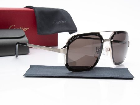 CARTIER Pilot Silver Sunglasses (New) Online Hot Sale