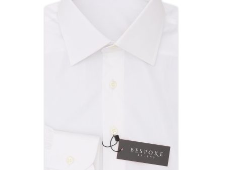 BESPOKE ATHENS Handmade White Cotton Poplin Dress Shirt EU 38 NEW US 15 For Sale