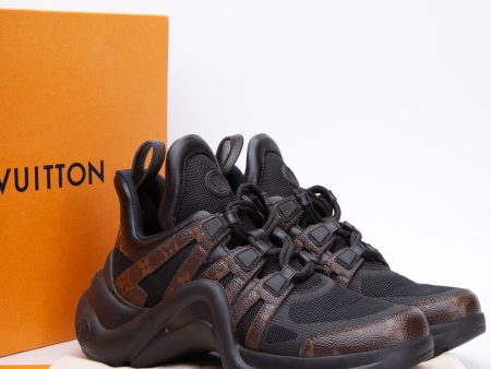 LOUIS VUITTON Calfskin Patent Monogram LV Archlight Sneakers 40 Black Online now