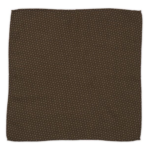 VANNUCCI Milano Handmade Brown Dot Wool Pocket Square NEW 32cm x 32cm Sale