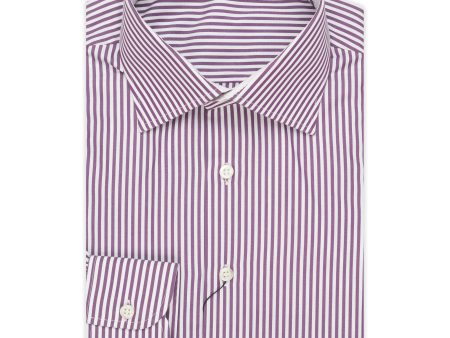 BESPOKE ATHENS Handmade Purple Striped Poplin Cotton Dress Shirt 41 NEW 16 For Cheap