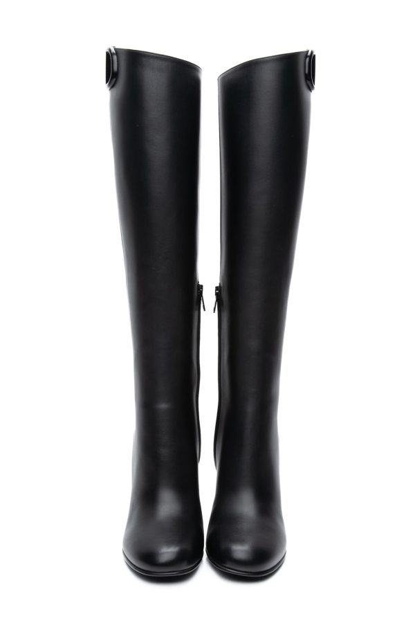 VALENTINO GARAVANI Black Leather Ono Knee-High Boots 38.5 (New) Online Hot Sale