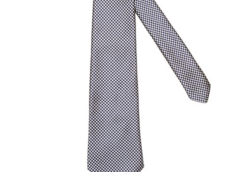 RALPH LAUREN Purple Label England Handmade Blue-White Houndstooth Silk Satin Tie NEW Discount