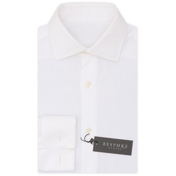 BESPOKE ATHENS Handmade White Dobby Cotton French Cuff Shirt EU 38 NEW US 15 For Cheap