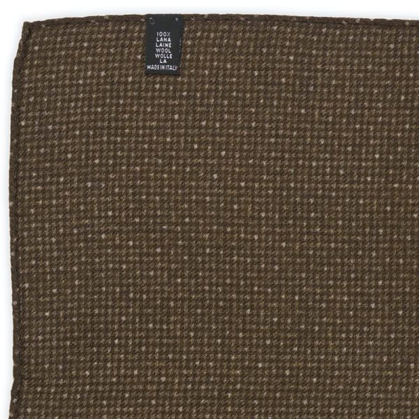 VANNUCCI Milano Handmade Brown Dot Wool Pocket Square NEW 32cm x 32cm Sale