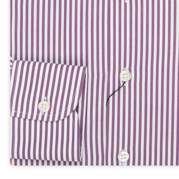 BESPOKE ATHENS Handmade Purple Striped Poplin Cotton Dress Shirt 41 NEW 16 For Cheap