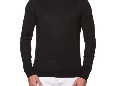 FEDELI  Millionaire  Black Super Wool Crewneck Sweater US 3XL NEW EU 58 Slim Fit Cheap