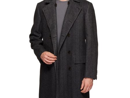 KITON Napoli CIPA 1960 Gray Herringbone Cashmere DB Coat EU 50 NEW US 40 Sale