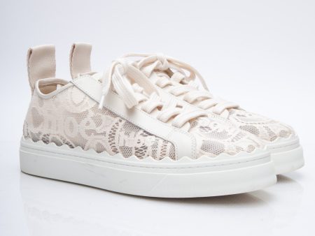 CHLOÈ Beige Lace-Up Lauren Sneakers 39 Cheap