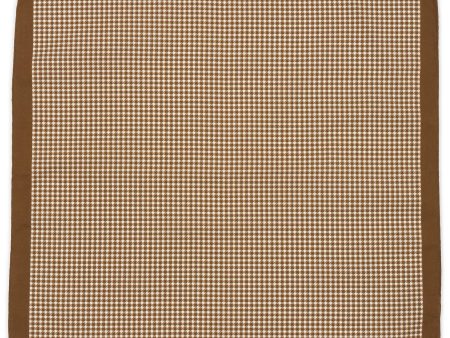 VANNUCCI Milano Handmade Brown Houndstooth Cotton Pocket Square NEW 35cm x 32cm For Discount