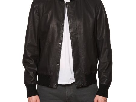 BOTTEGA VENETA Black Sheepskin Leather Bomber Jacket EU 50 NEW US M Online now