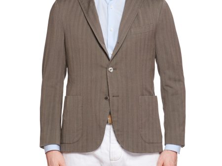 BOGLIOLI  K.Jacket  Gray Herringbone Wool Unlined Jacket EU 50 NEW US 40 Short Fit Fashion