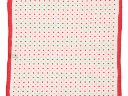 VANNUCCI Milano Handmade White-Red Dot Linen Pocket Square NEW 32cm x 31cm on Sale