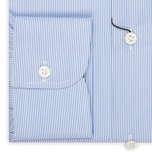 BESPOKE ATHENS Handmade Blue Hairline Striped Cotton Shirt 43 NEW 17 Slim Fit Discount