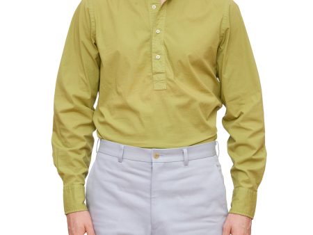 Lapo Elkann s ITALIA INDEPENDENT Olive Cotton Popover Long Sleeve Pullover Shirt XL Slim Fit NEW For Cheap