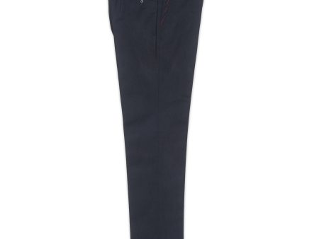 BESPOKE ATHENS Dark Blue Twill Cotton Flat Front Pants EU 54 NEW US 38 Online now