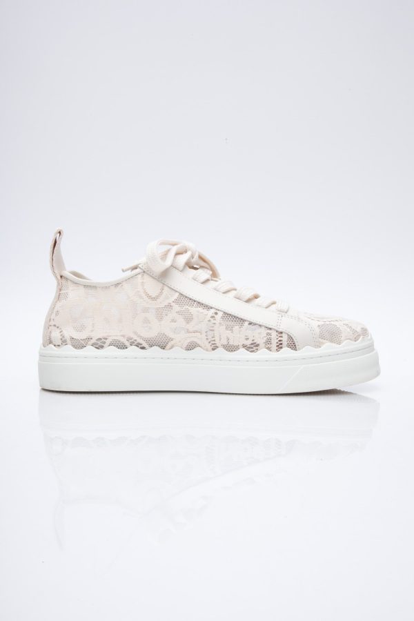 CHLOÈ Beige Lace-Up Lauren Sneakers 39 Cheap