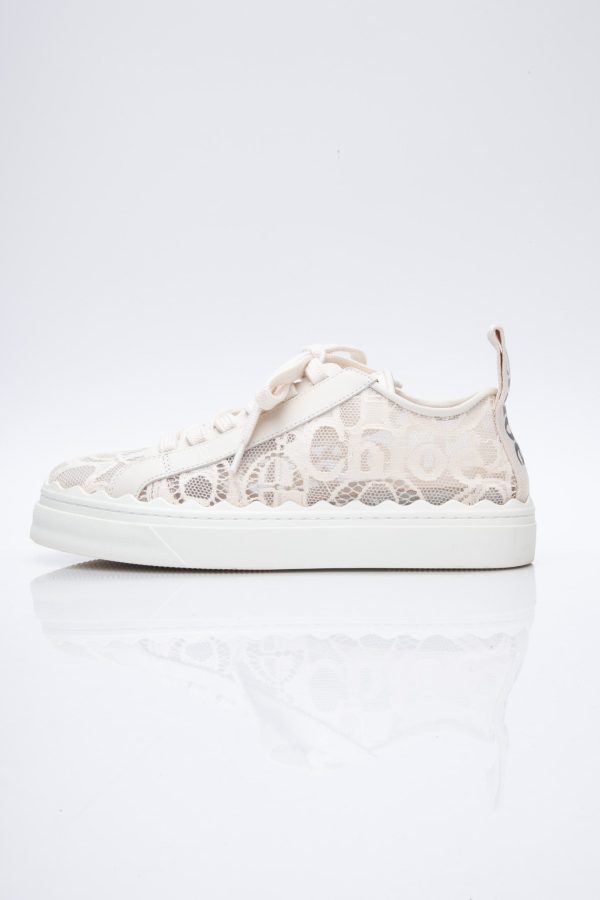 CHLOÈ Beige Lace-Up Lauren Sneakers 39 Cheap