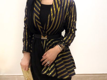 Begum - Black Peplum Jacket Sari For Cheap