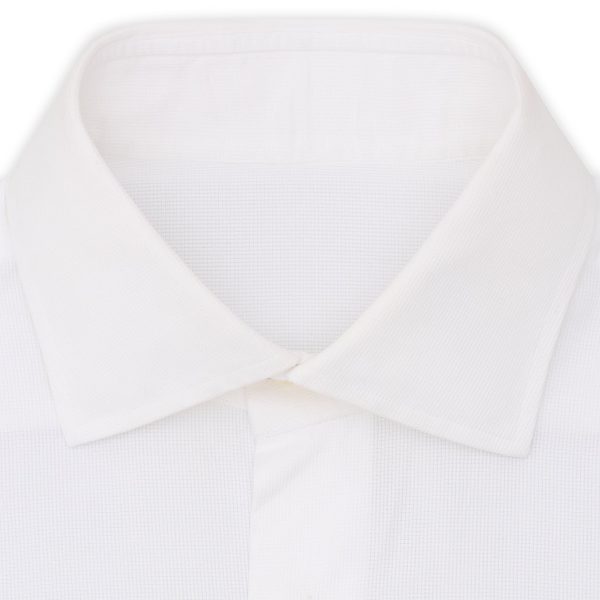 BESPOKE ATHENS Handmade White Dobby Cotton French Cuff Shirt EU 38 NEW US 15 For Cheap