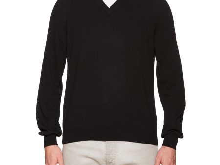 FEDELI Black Cashmere V-Neck Sweater NEW Online Sale