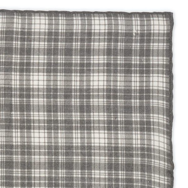 VANNUCCI Milano Handmade Gray Plaid Linen Pocket Square NEW 32cm x 32cm Online