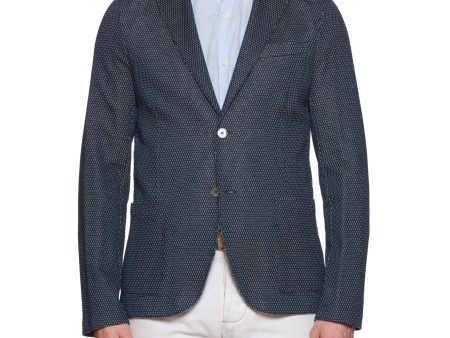 BOGLIOLI Milano Blueed Cotton Knit Blazer Jacket EU 50 NEW US 40 Slim Fit For Cheap