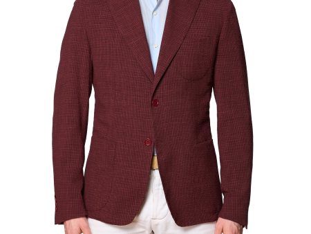 SARTORIA PARTENOPEA Red Wool-Silk-Linen Peak Lapel Jacket NEW Current Model For Discount