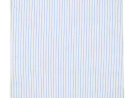 VANNUCCI Milano Handmade Blue-White Striped Cotton Pocket Square NEW 29cm x 29cm Supply