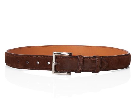 JOHN LOBB Paris Bespoke Handmade Dark Brown Suede Leather Belt 85cm 34  Hot on Sale