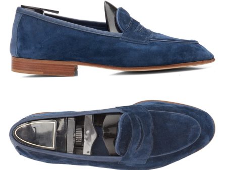 EDWARD GREEN  Polperro  Last 389 Navy Blue Suede Penny Loafers UK 6.5 NEW US 7 Sale