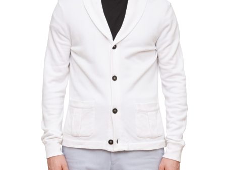 RALPH LAUREN Black Label White Cotton Shawl Collar Cardigan Sweater Size M Online now