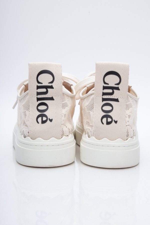 CHLOÈ Beige Lace-Up Lauren Sneakers 39 Cheap