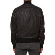 BOTTEGA VENETA Black Sheepskin Leather Bomber Jacket EU 50 NEW US M Online now