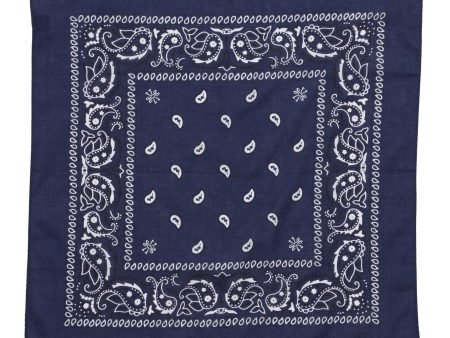 JACOB COHEN Navy Blue Paisley Printed Cotton Pocket Square NEW For Sale