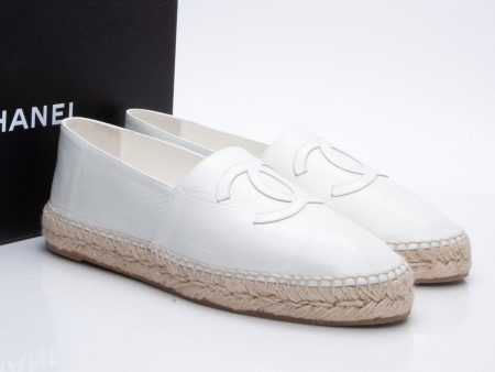 CHANEL White Calfskin Espadrilles 41 (New) Online