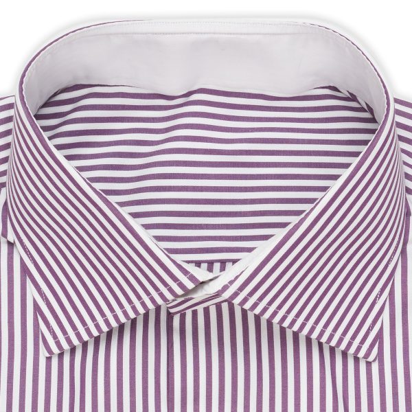 BESPOKE ATHENS Handmade Purple Striped Poplin Cotton Dress Shirt 41 NEW 16 For Cheap