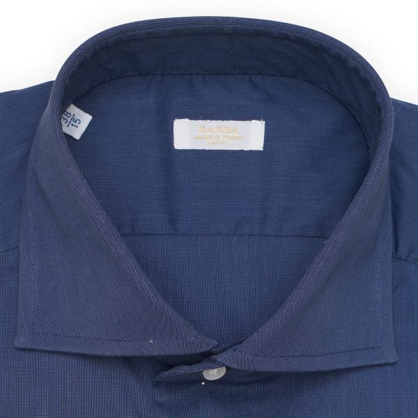 BARBA Napoli Handmade Solid Navy Blue Stretch Shirt EU 38 NEW US 15 For Sale