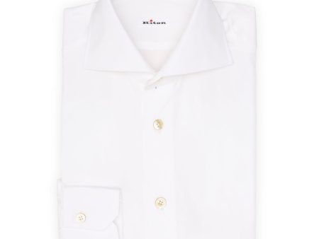 KITON Napoli Handmade White Poplin Cotton Dress Shirt EU 39 NEW US 15.5 Online now