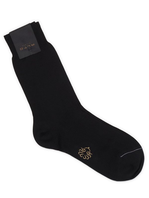 ALTO Milano Black Cotton Knit Short Calf Length Socks Online