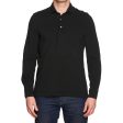 LUIGI BORRELLI LV Black Pique Cotton Garment Dyed Long Sleeve Polo Shirt EU 48 US S For Discount