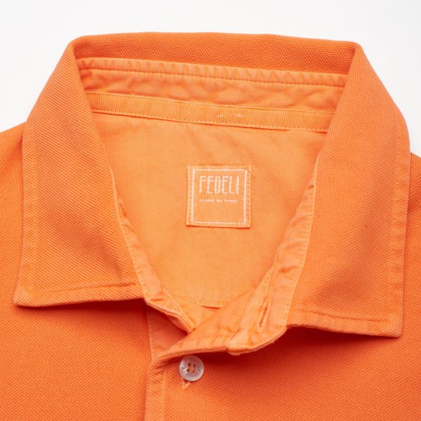 FEDELI  North  Neon Orange Cotton Pique Short Sleeve Polo Shirt EU 50 NEW US M For Discount