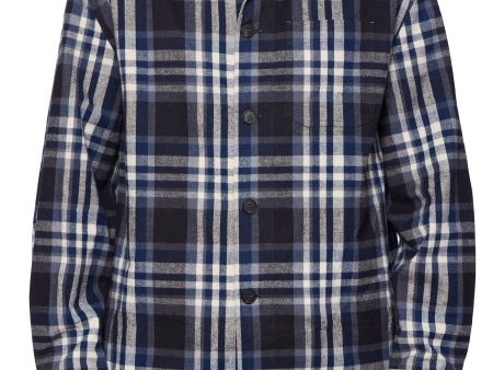 BRIONI Blue Plaid Flannel Cotton Long Sleeve Overshirt XL Hot on Sale