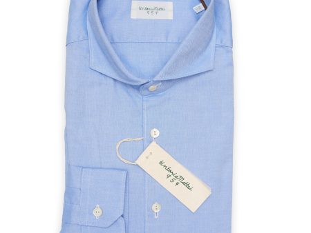 TINTORIA MATTEI 954 Blue Oxford Cotton Dress Shirt EU 38 NEW US 15 For Sale