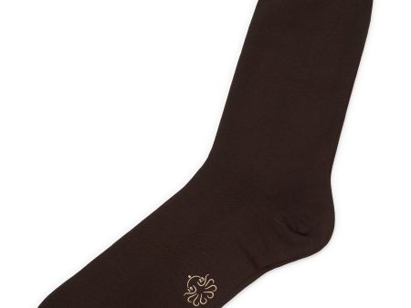 ALTO Milano Brown Cotton Knit Mid Calf Length Socks For Discount