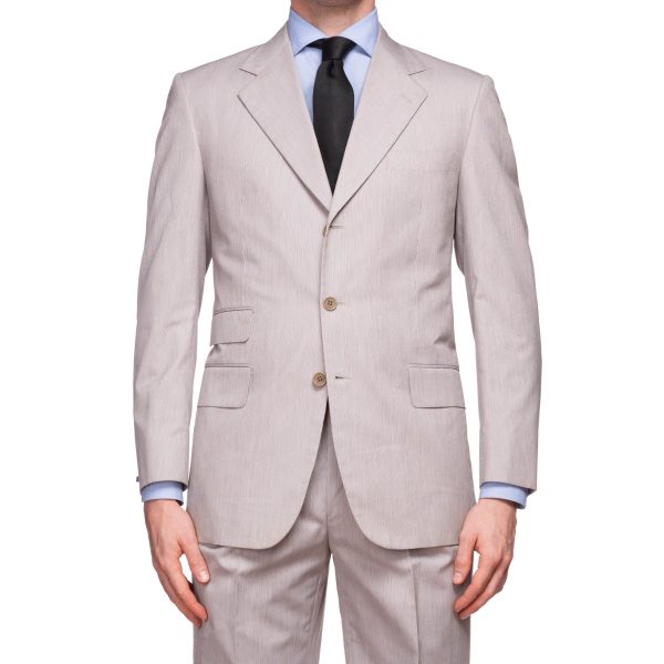 CASTANGIA 1850 Gray Striped Cotton Summer-Spring Suit EU 48 NEW US 38 For Sale