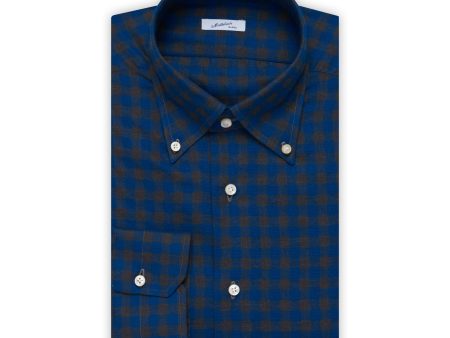 MATTABISCH by Kiton Handmade Blue-Gray Plaid Button-Down Dress Shirt NEW Supply